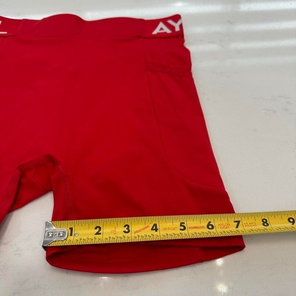 AYBL Core Shorts S Womens Red Seamless Pockets Training Compression - Picture 4 of 5